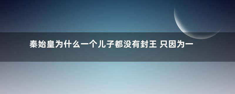 秦始皇为什么一个儿子都没有封王 只因为一个男人